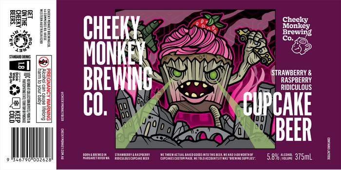 Cheeky Monkey Brewing Co – Strawberry & Raspberry Ridiculous Cupcake Beer