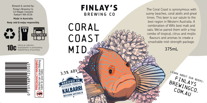 Finlay’s Brewing Co – Coral Coast Mid