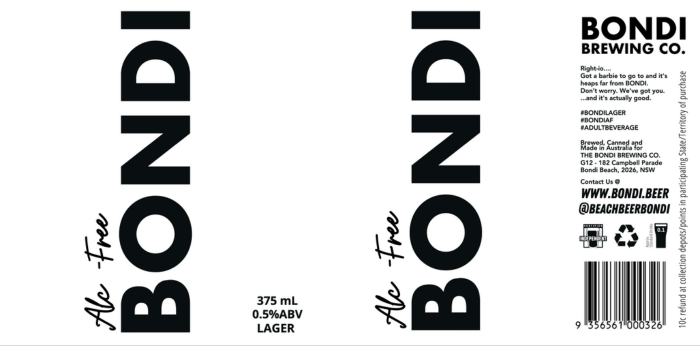 Bondi Brewing Co – Bondi Lager – Alc Free