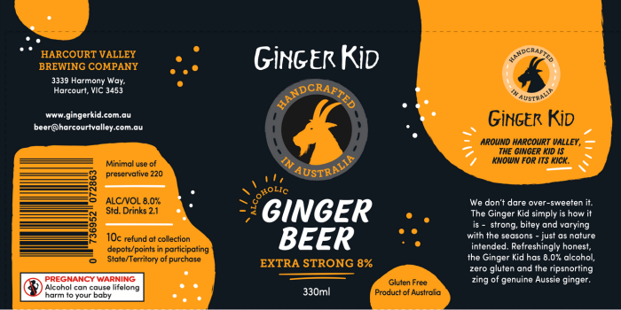 Harcourt Valley Brewing Co – Ginger Kid Ginger Beer