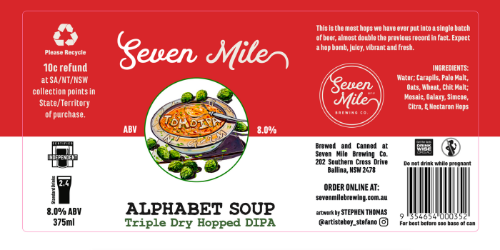 Seven Mile Brewing Co – Alphabet Soup – Triple Dry Hopped Double IPA