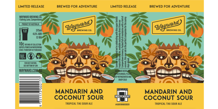 Wayward Brewing Co – Mandarin and Coconut Sour – Tropical Tiki Sour Ale